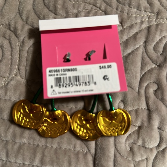 Betsy Johnson Pumpkin Cherry Dangle Earrings Halloween - Picture 2 of 2